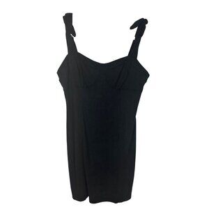 Free People M Intimately Black Tie Strap Mini Dress Faux Suede Whimsigoth